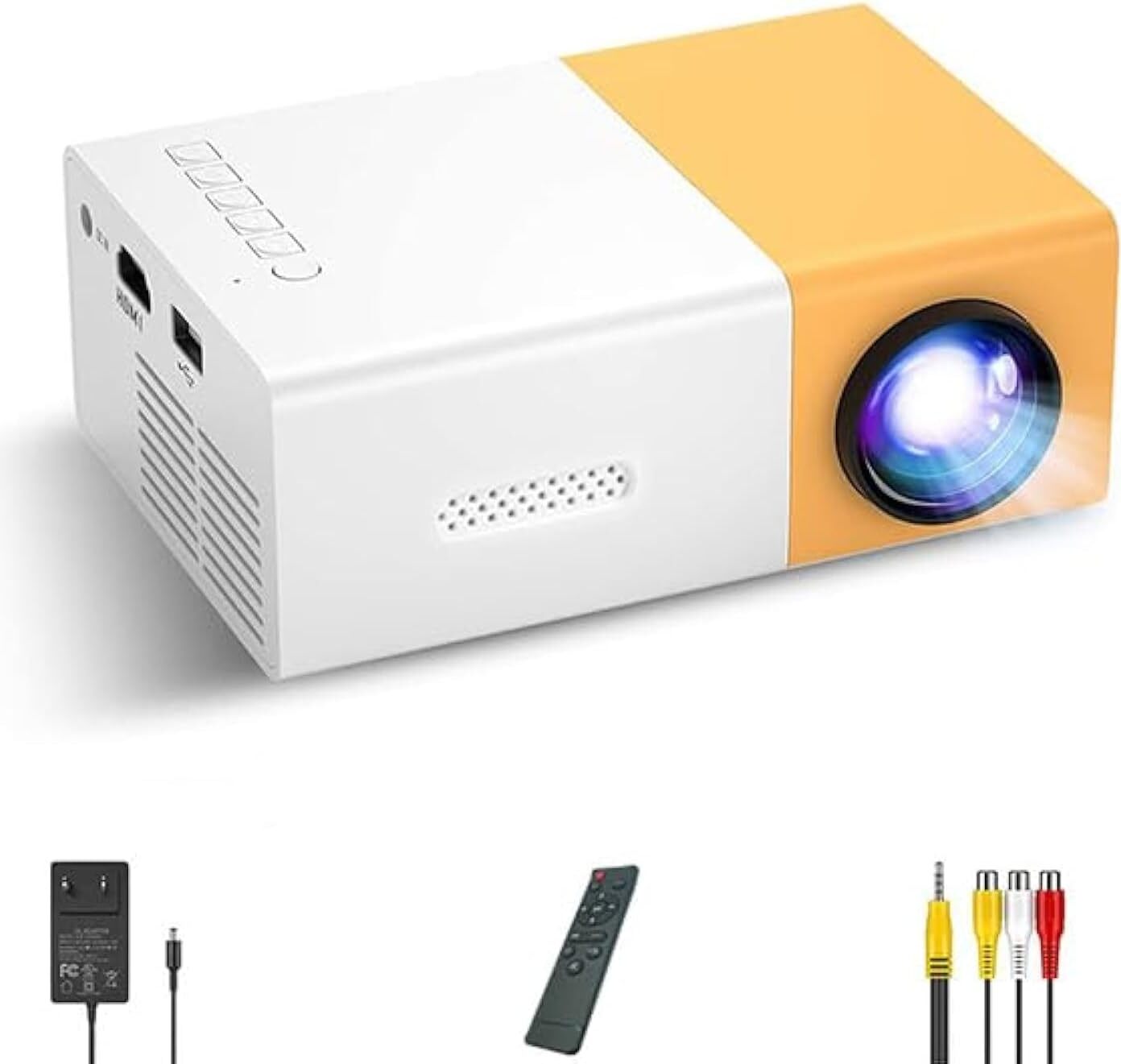 VBESTLIFE Projektor, YG300 Tragbarer Cartoon-Projektor, Outdoor-Filmprojektor, LED-Pico-Videoprojektor für das Heimkino mit HDMI-Anschlüssen (EU-Stecker).