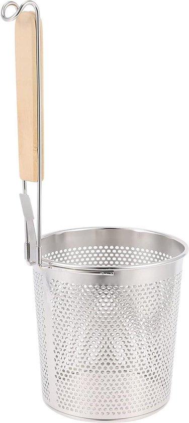 Famanu Wok-Sieb mit Holzgriff für Hitzebeständigkeit - 14 cm - Udon-Nudeln abseihen SHSHOP