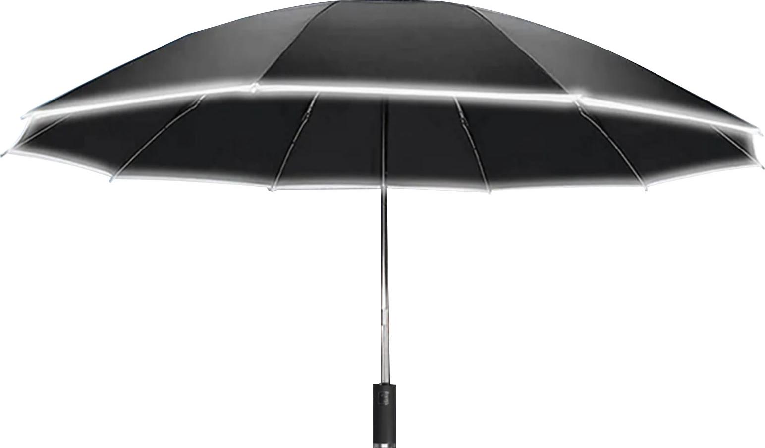 Cocosity Faltbarer Regenschirm Reflektierender Streifen Umgekehrter UV-Schutz Automatischer Regenschirm für sonnige und regnerische Tage Schwarz