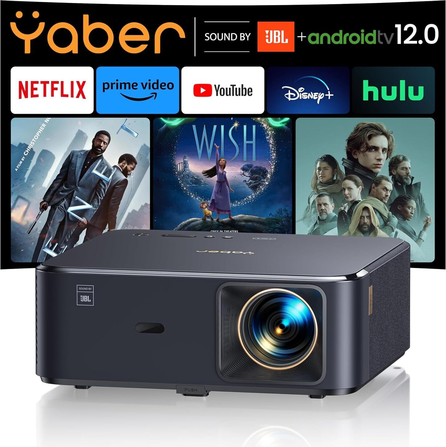Beamer 4K s Android TV 12.0, zvuk od JBL, Dolby Audio, NFC, automatické zaostrovanie, automatická korekcia lichobežníkového skreslenia, WiFi6, BT, 1080P Full HD Letné olympijské hry