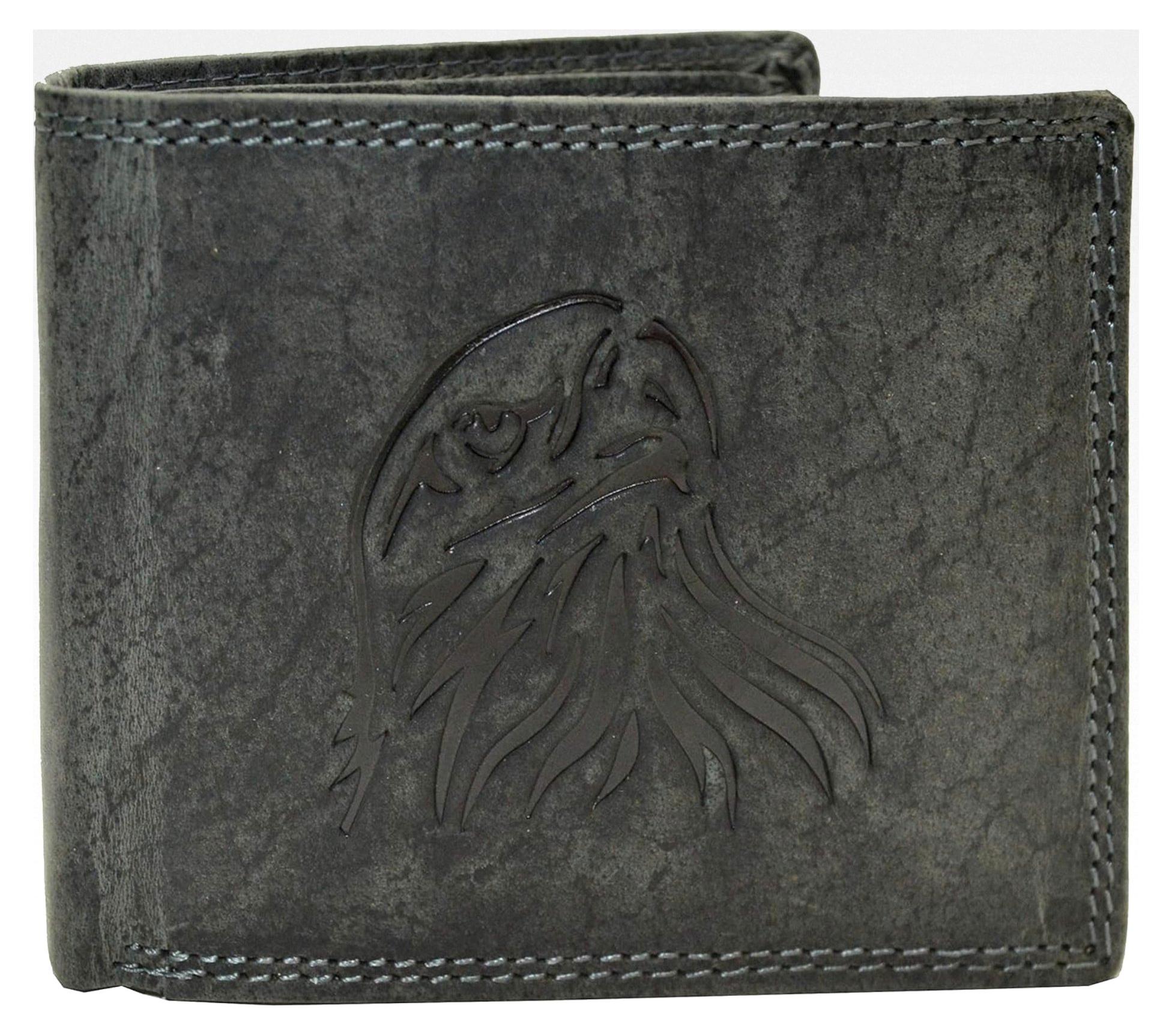 Markenlos Geldbörse aus Wasserbüffelleder mit Adlerprägung und RFID-Schutz