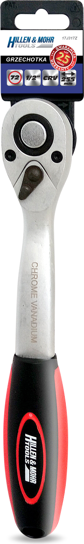 dedra Ratschengriff 1/2",72T,CRV 6140,gekröpft,Griff aus Bi-Material 17J317Z