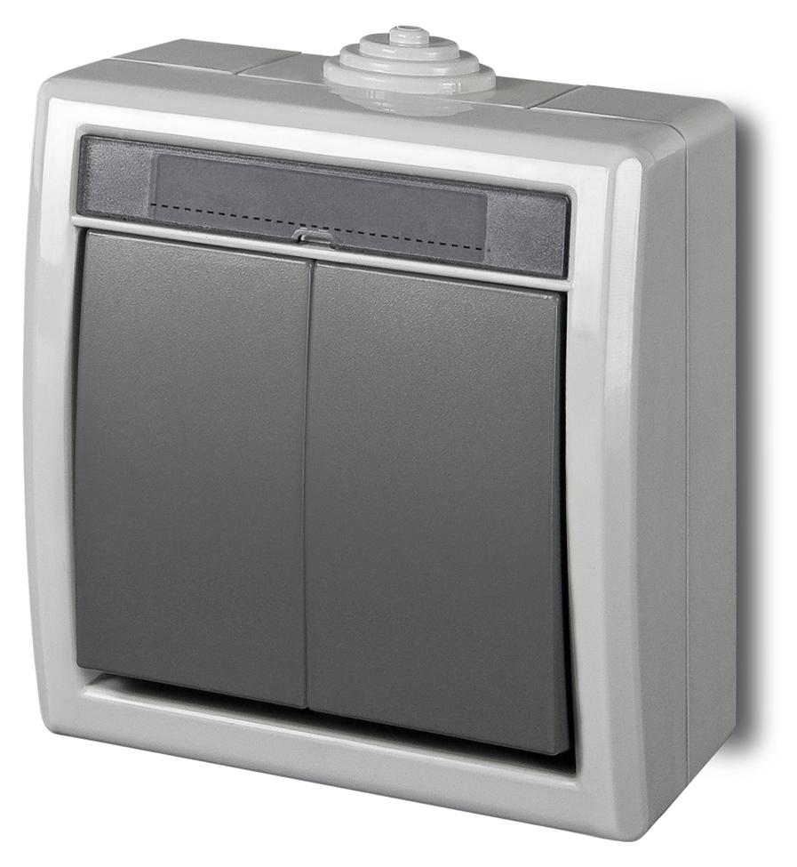 Elektro-Plast Elektroplast Switch Aquant 2G Grey Ip55 1202-10