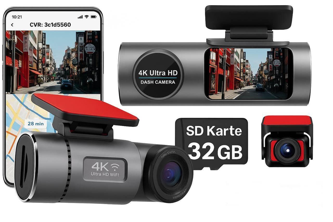 GOLDSTERN-TECH Dashcam GPS, WLAN, Nachtsicht, Parkmodus inkl. 32GB SD-Karte