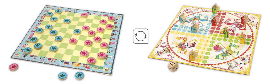 Janod Brettspiel - Ludo und Dame Duo Holzspiel für Kinder 3022