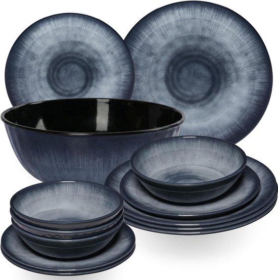 OEM Außen-Lunch-Set für Camping - Outdoor-Geschirr - Grillmahlzeit - Keramik-Design - 13 Stück - Grautöne 2026