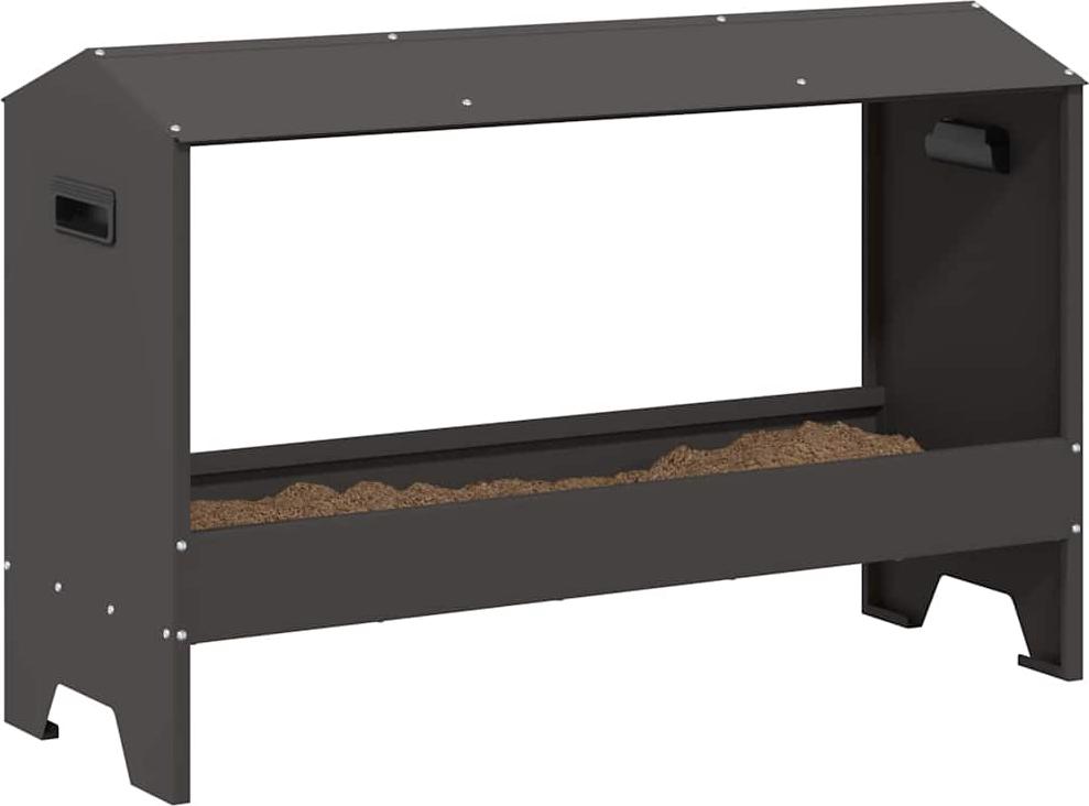 vidaXL Hühnerfütterungsrinne Schwarz 81 x 32 x 53,5 cm 874618