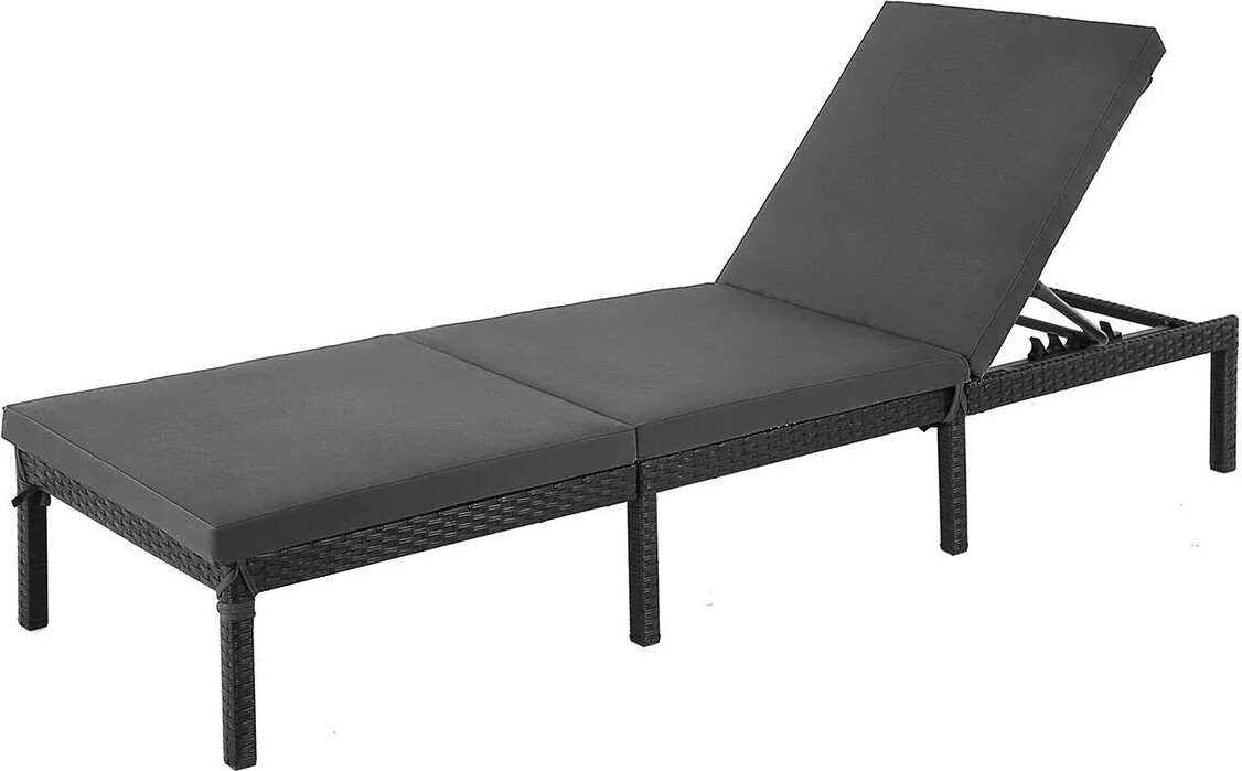 In And OutdoorMatch Lehátko Angelina - Lehátko - S vankúšom - Záhradné lehátko - Čierne - Pohovka do obývačky - 59x198x28cm