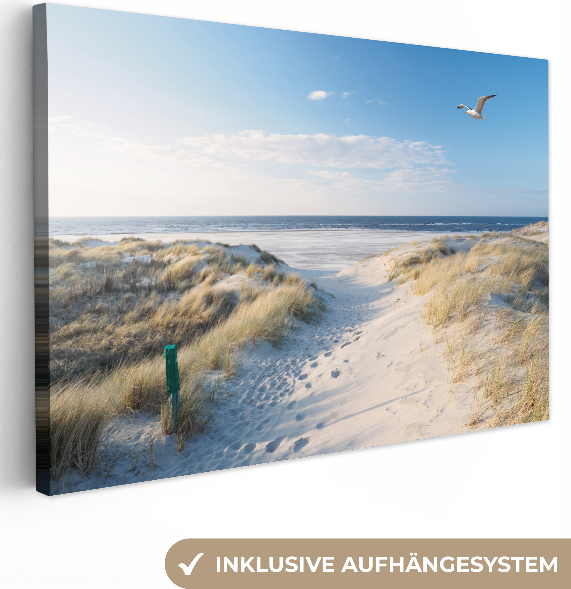 Tableau Toile Grand Format - Plage Et Mer Du Nord - Déco Murale Moderne - Prêt à Accrocher