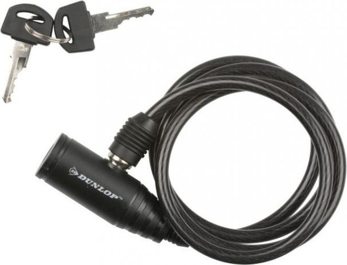 Dunlop Spiralschloss - Fahrradschloss - 8 x 1500 MM - Inkl. 2 Schlüssel - Schloss - Kabelschloss - Schloss für das Fahrrad - Schwarz