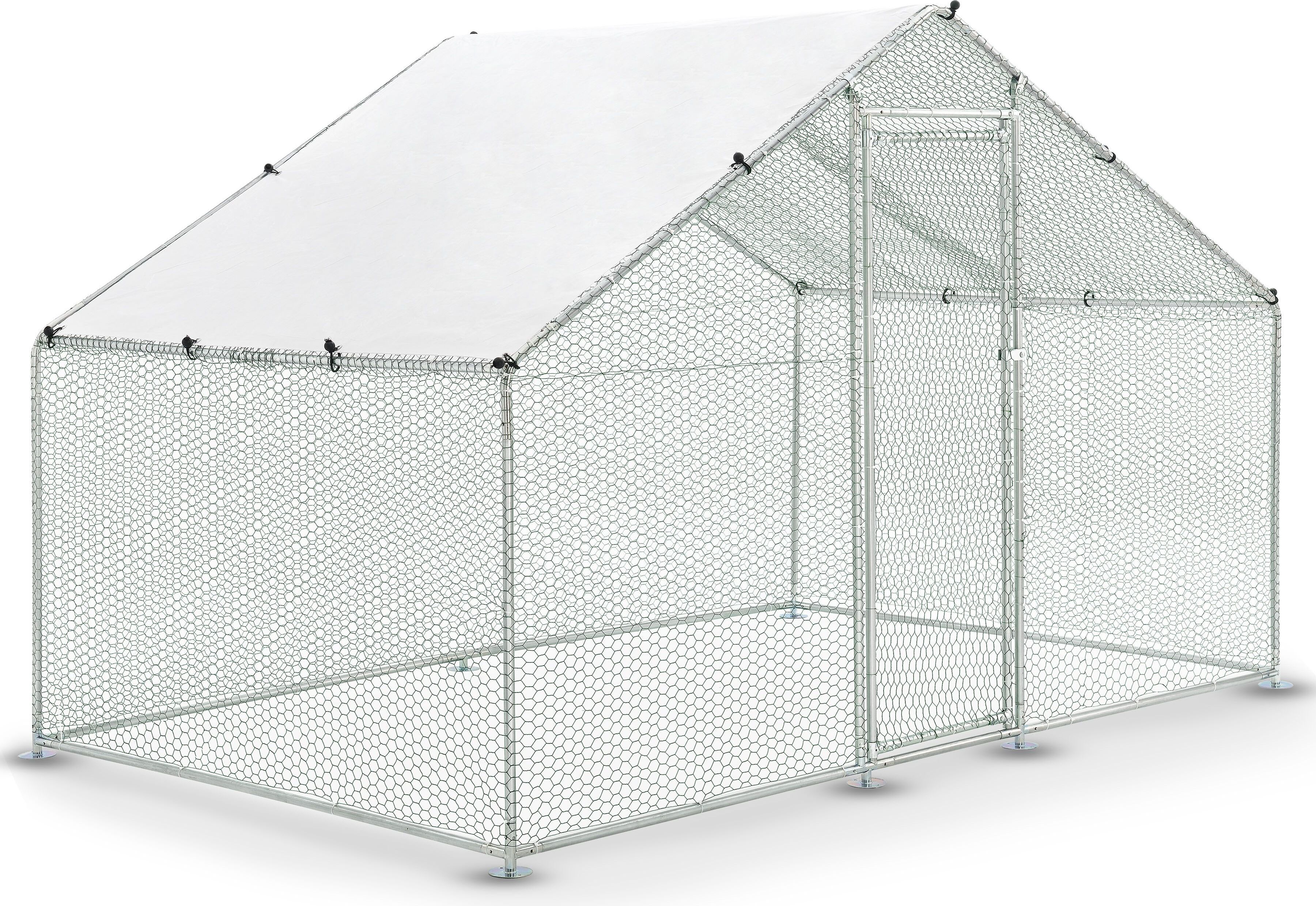 Juskys Freilaufgehege 3x2x2m - Metall Hühnerstall 6 m² mit Tür & Riegel 51422