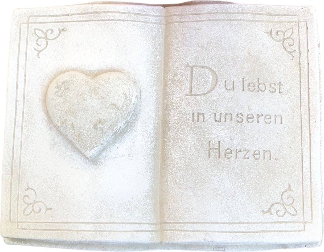 AS Grabschmuck Buch mit 3D Herz Gedenkstein Grabbuch Grabschmuck Grabdeko ca.1800g