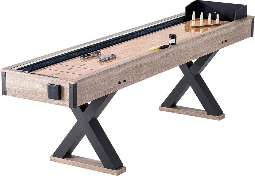 VEVOR 9 ft LED Shuffleboard Table 2 in 1 Shuffleboard and Bowling Combo Game Set