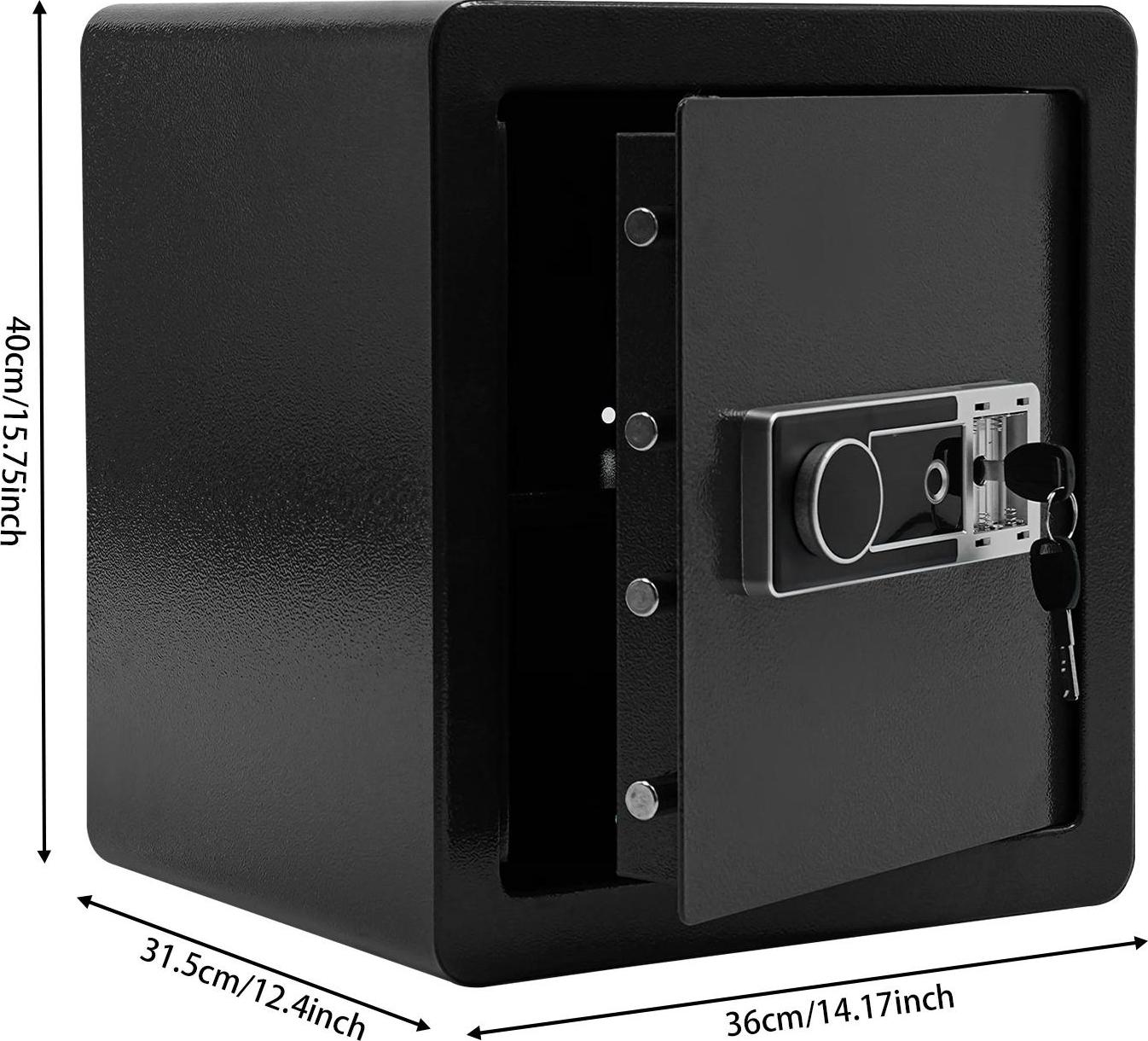 StarTech Tresor mit Fingerabdruck - Digitaler Safe - 45 L - 16 Fingerabdrücke - Fingerabdruck + Notschlüssel - Stahl - 36×31,5×40 cm - Schwarz