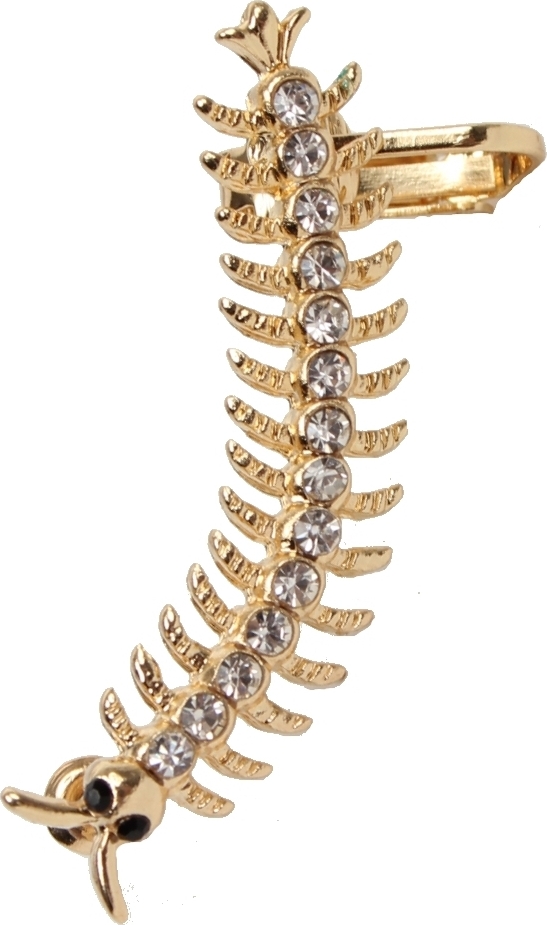 Justfox Ear Cuff Tausendfüßler Ohrstecker Ohrring mit Strass 4672