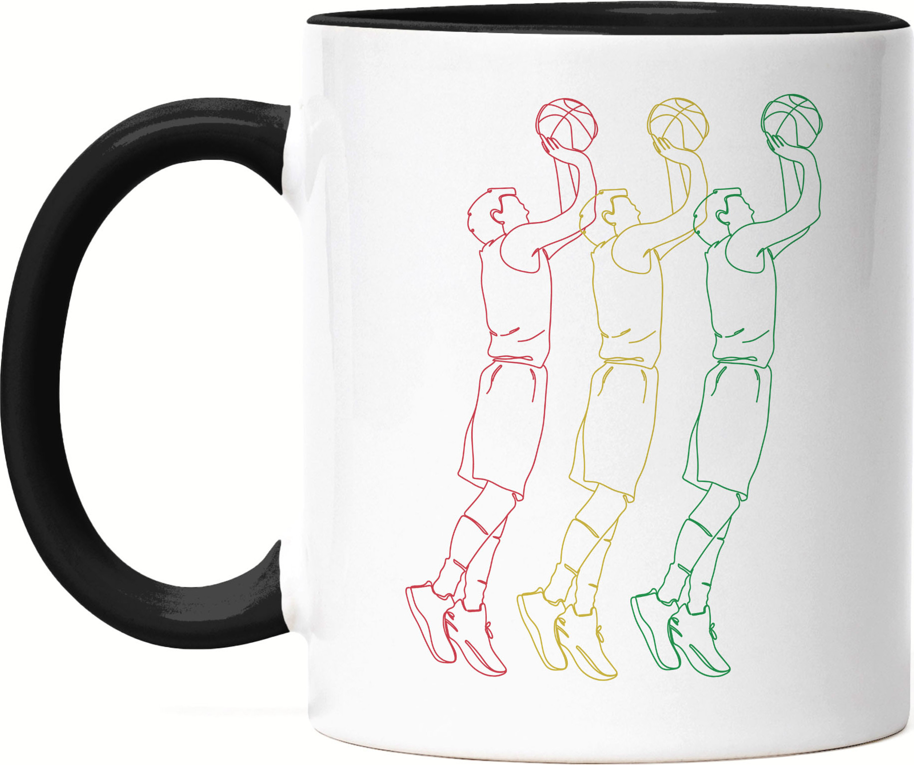 Hey!Print Basketball Tasse Schwarz Leben Mannschaft Spieler Teamsport Gewinner Ballsport Jersey Team Mannschaftssport HP-1793-T-Schwarz