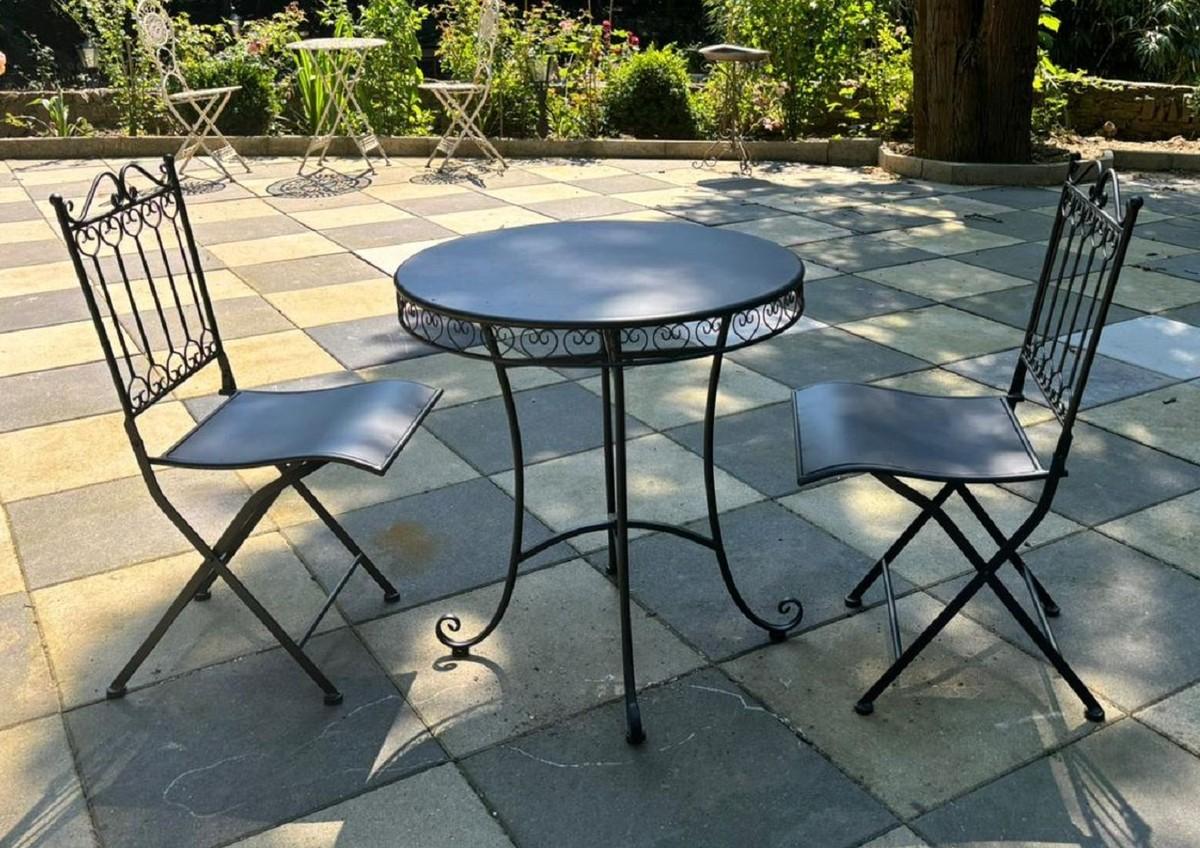 Casa Padrino Jugendstil Metall Garten Möbel Set Schwarz - Barock & Jugendstil Garten Möbel