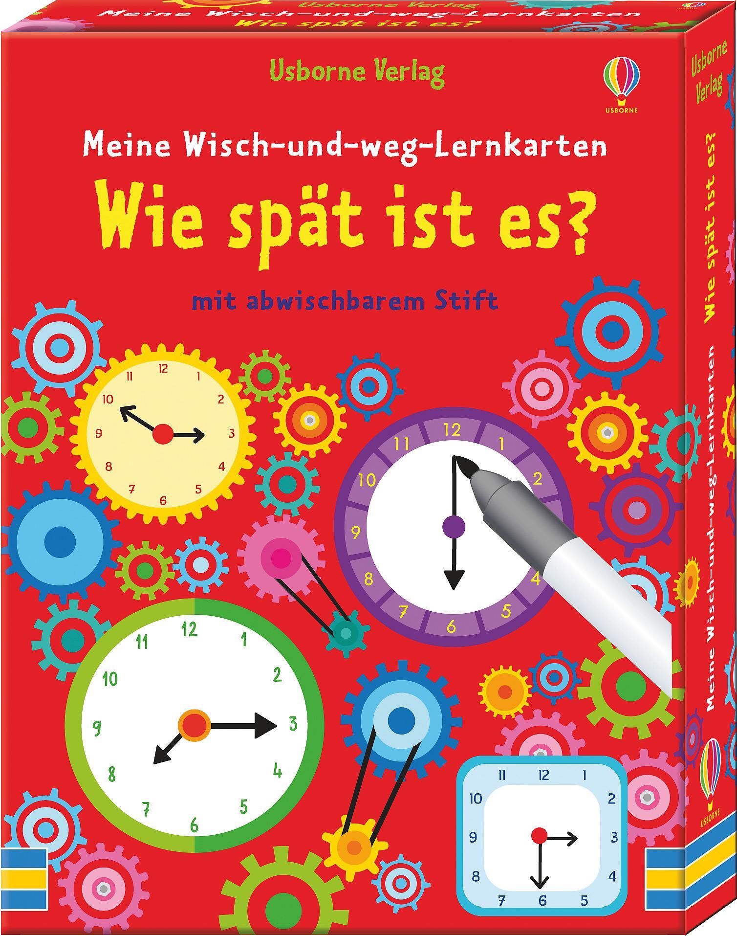 Usborne Wisch-und-weg-Lernkarten:Wie spät ist es 090