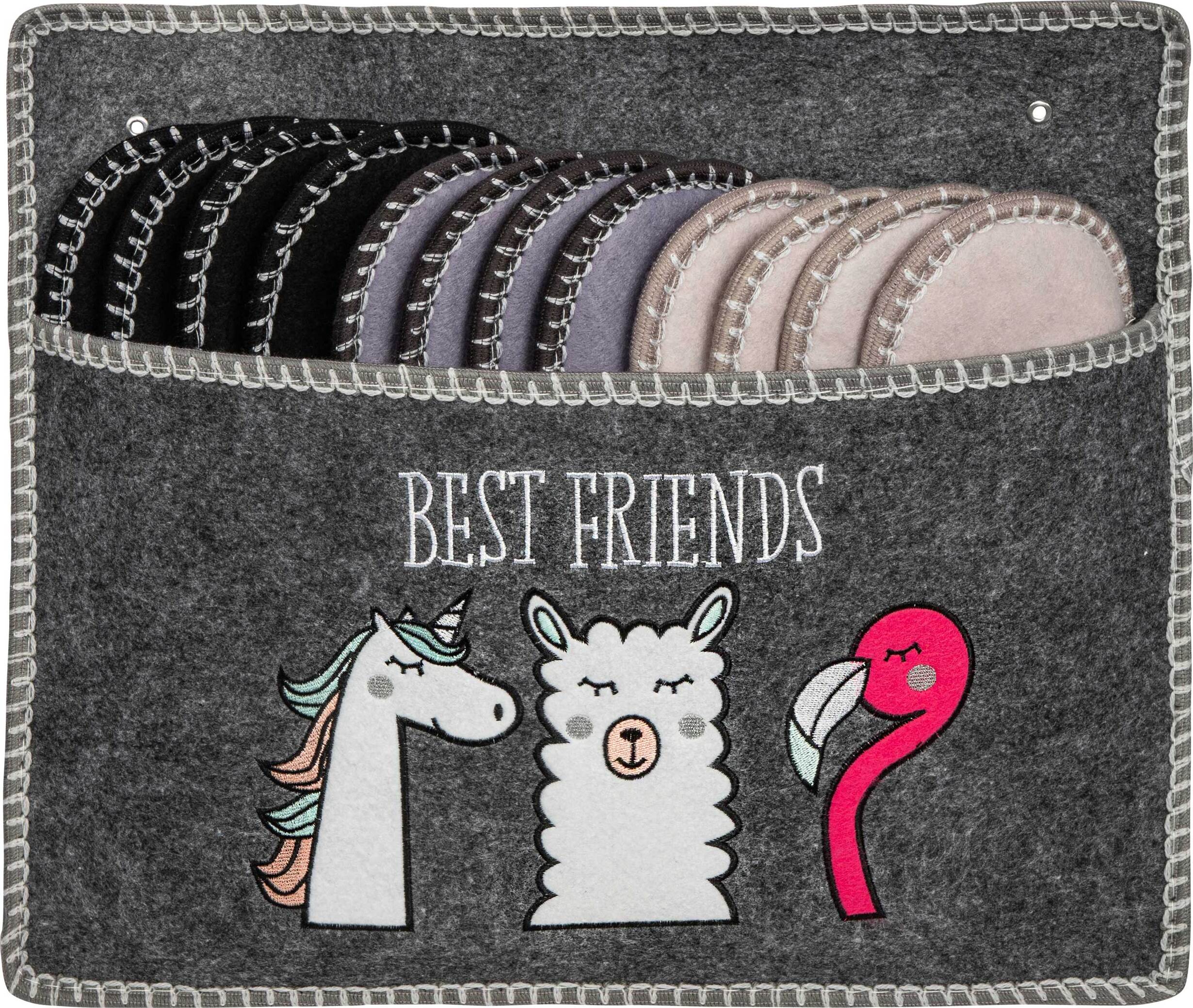 ONVAYA® ABS Gästepantoffel | Best Friends | Lama Einhorn Flamingo | 6er Set | Antirutsch Sohle | Hausschuhe | Filzpantoffel | Gr. 36-45 | verschiedene Farben | Gästehausschuhe