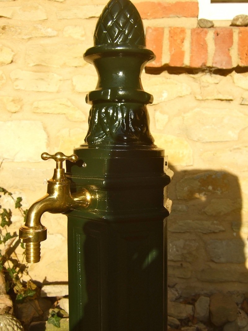 Antikas Standbrunnen Zapfstelle Wasserzapfsäule, Wasserzapfstelle - Alu grün - H.98cm