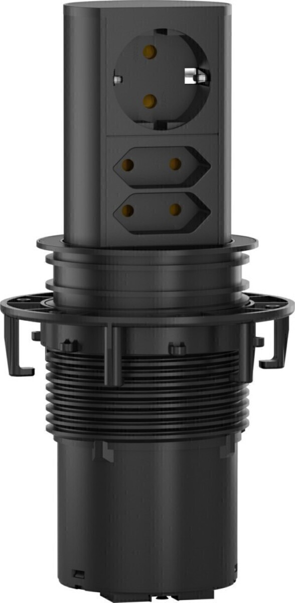 BACHMANN ELEVATOR 1x CEE 7/7 2x Euro, schwarz, 2 m 928.0037