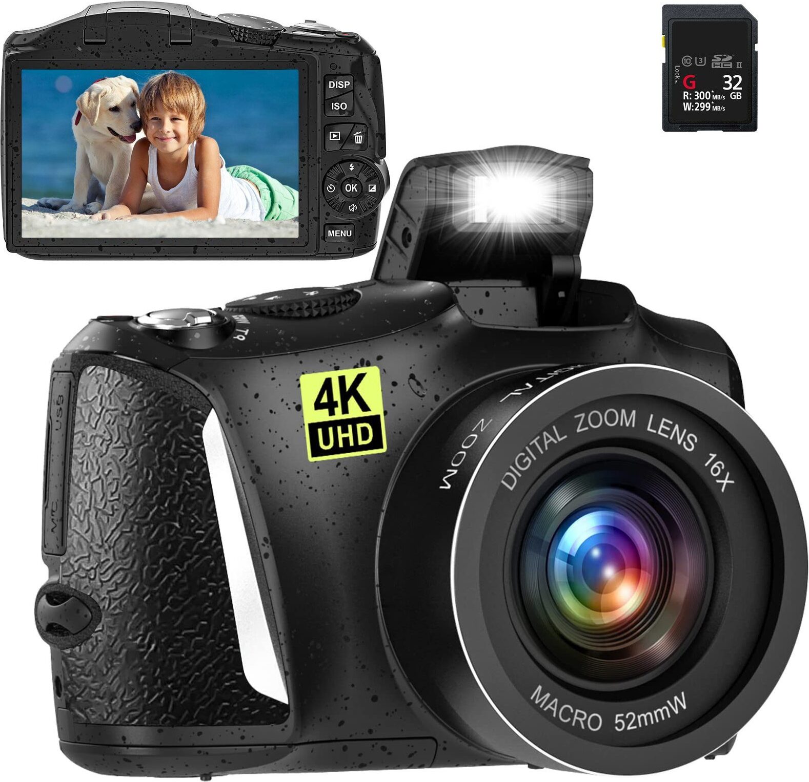 LINGDA Fine Life Pro 4K Ultra HD Digital Kompaktkamera für Einsteiger (48MP, kompakte 4K Digital Pocket Kamera für Einsteiger mit Akku) XJ-9