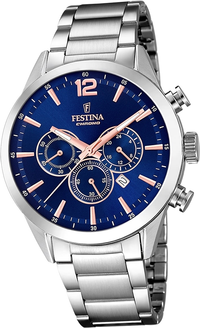 Pánske náramkové hodinky Festina z nehrdzavejúcej ocele strieborné Timeless Chronograph D2UF20343/9