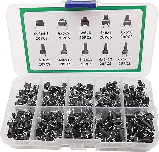 Drucktaster SMD/THT Sortiment 460 Stück 24 Größen Arduino DIY