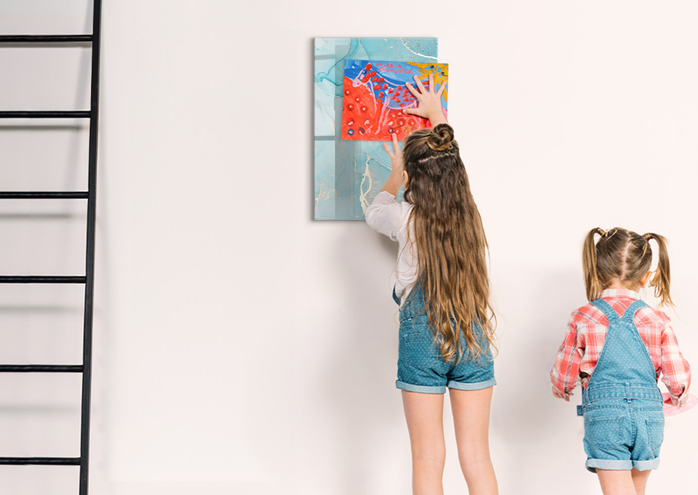 coloray Magnetische Wandtafel - Schwarzer Marker + Schwamm + Magnete - 40 x 60 cm - Dekorativer Marmor 010640700050300088928