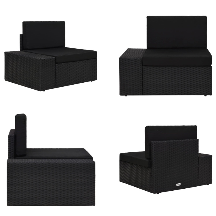 vidaXL Modulares Sofa Eckteil mit Armlehne (rechts) Poly Rattan Schwarz - Modular-Sofa-Eckteil - Modular-Sofa-Eckteile - Modulares Sofa-Eckteil - Modulares Sofa-Eckteile HL49500