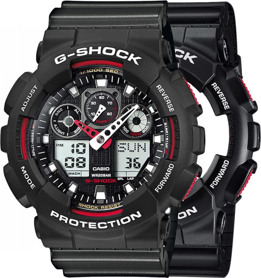 Hodinky Casio G-Shock SET GA-100-1A4ER + BEZEL 10508136 + BAND 10467764 20BAR