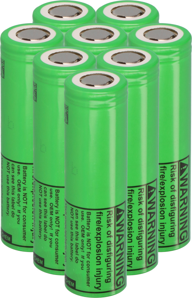 Akkuman 8x LG INR18650-MJ1 3,7V 3500mAh 10A unprotected flat Top 358
