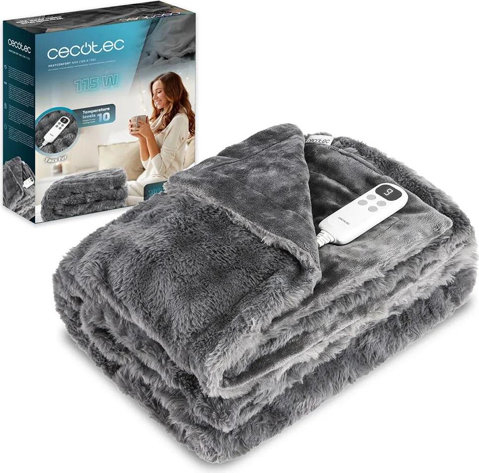Elektrická deka Cecotec 180x130cm HeatConfort Noa (180 x 130). 115 W, 10 nastavení teploty, odnímateľný LCD ovládač, časovač s automatickým vypnutím, technológia PTC+ NTC