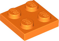 1 kus LEGO, diel c. 3022 v oranžovej farbe (oranžová)