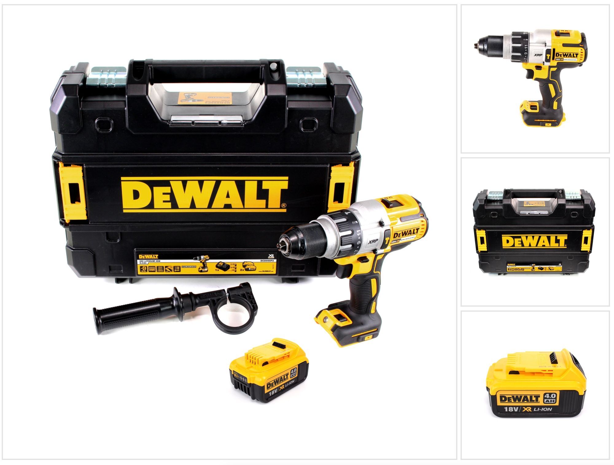 Akumulátorová príklepová vŕtačka DeWalt DCD 996 NT 18 V 95 Nm bez kefiek + 1x akumulátor 4,0 Ah + TSTAK - bez nabíjačky