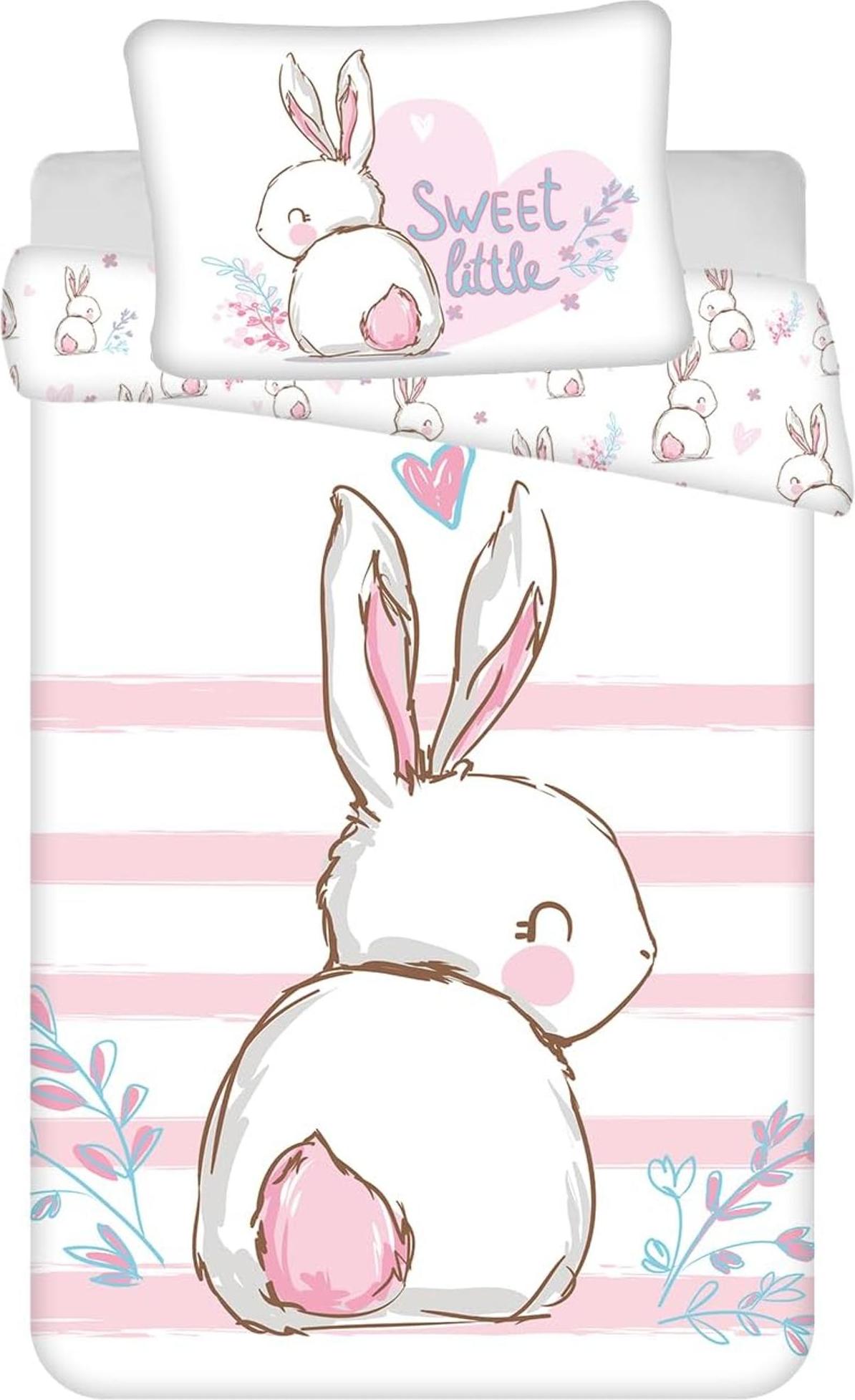Jerry Fabrics Baby Bettwäsche Bunny rosa mit Hase 100 x 135 + 40x60 cm Baumwolle JFF-21