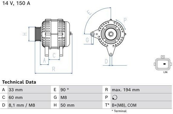 Drehstromgenerator BOSCH 0 986 084 690