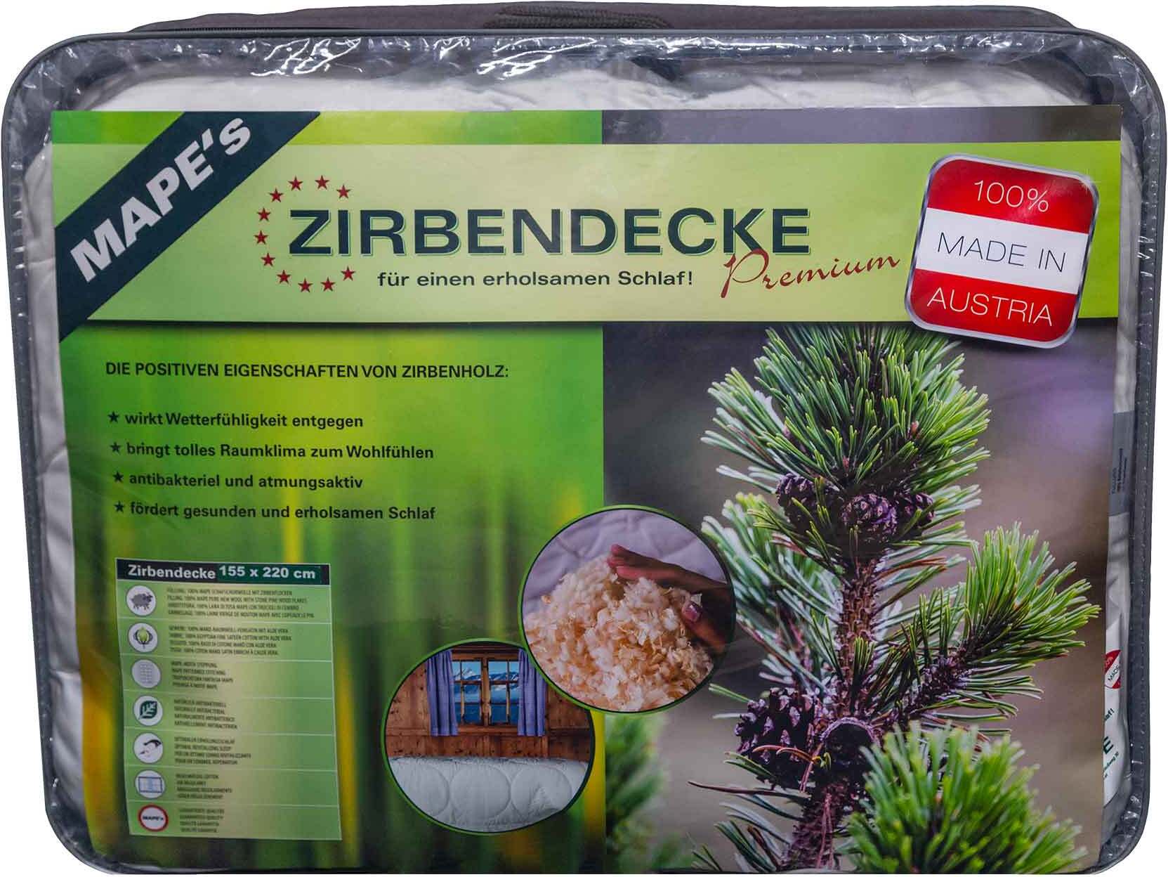 MAPE Zirbendecke Ganzjahresdecke 155 x 220 cm Austria