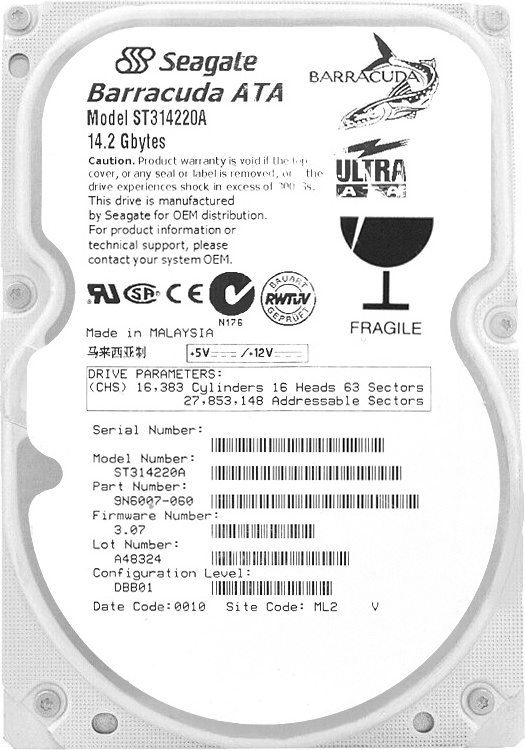 Seagate ST314220A 14.2GB 5400RPM 256Kb ATA 3,5'' Zoll