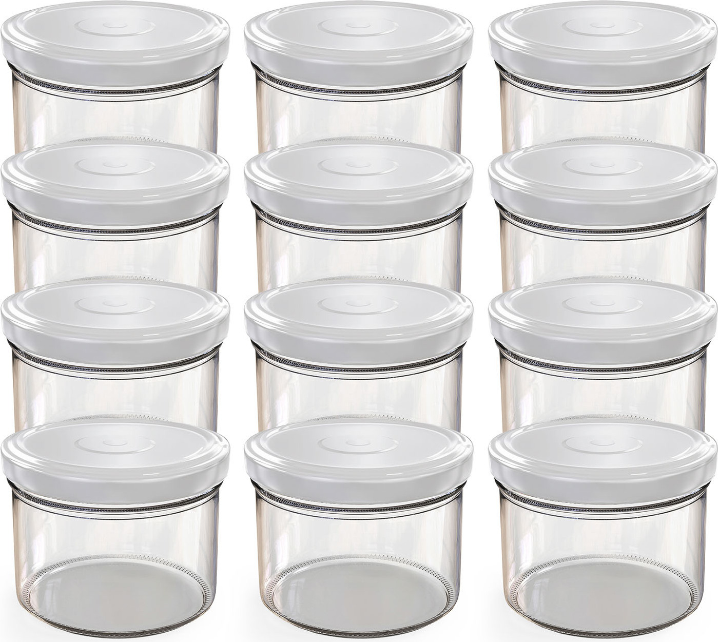 Lot 24 Bocaux 360 Ml Couvercle Blanc TO 82 – Bocaux Verre Hermétiques Confiture Concombre Dessert, Fabriqués En Allemagne, Ouverture Ø 7,5 Cm