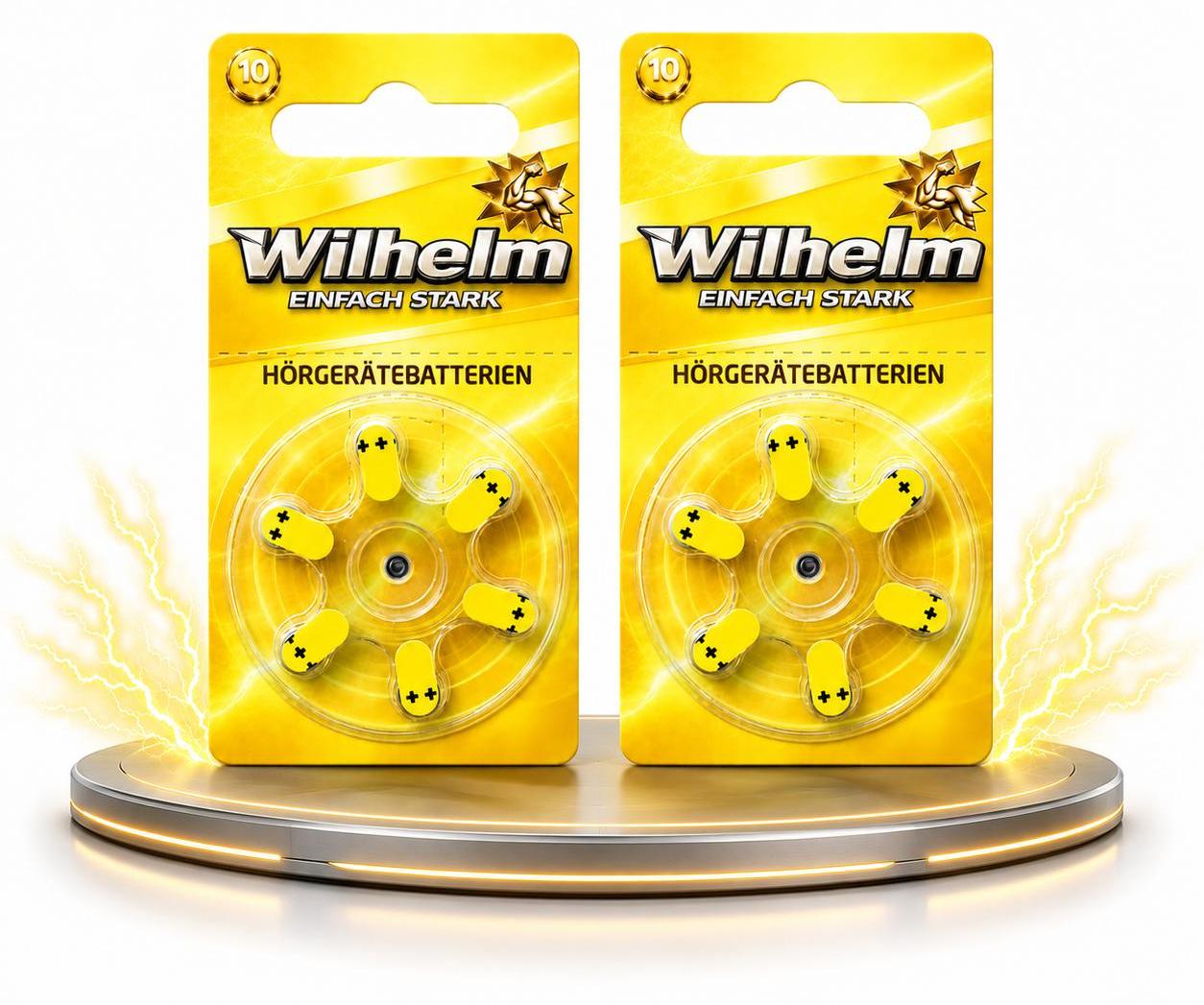 12 x WILHELM Hörgerätebatterien Typ 10 gelb Hörgerätbatterie PR70 ZL4 1,4/1,45 V