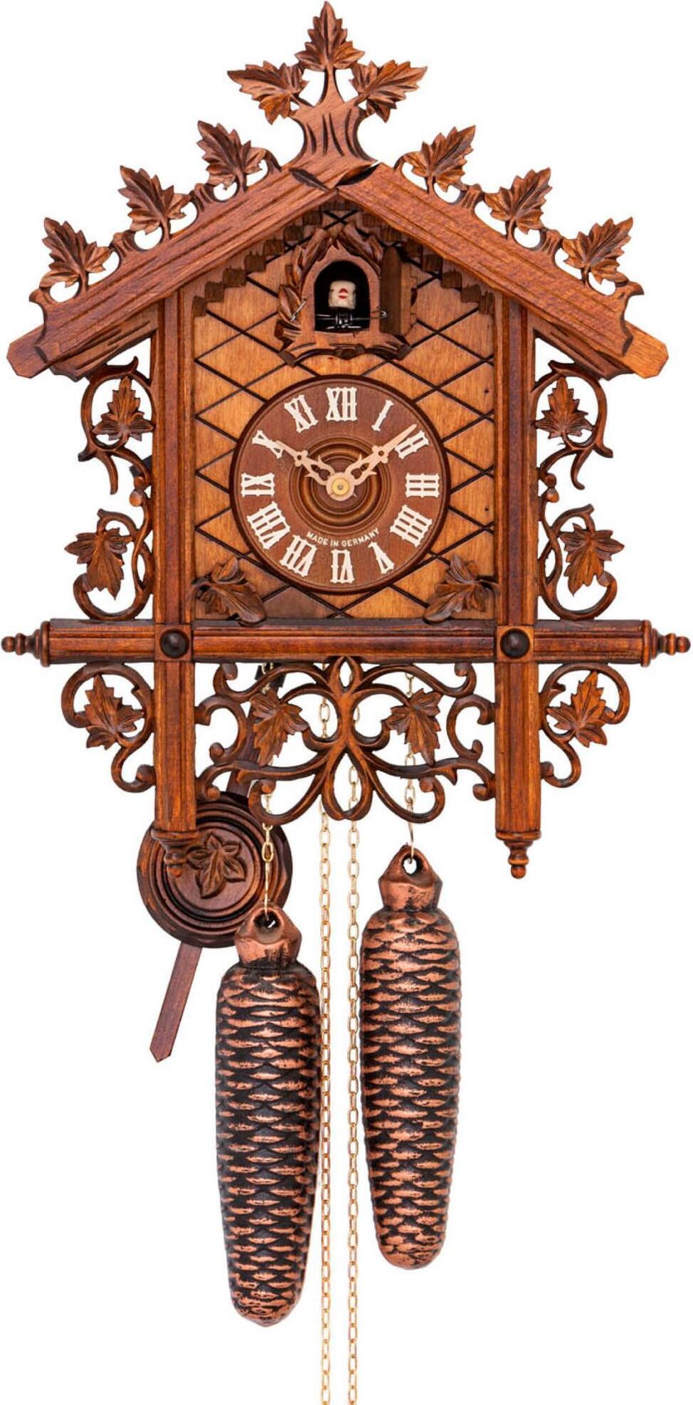 Cuco Clock Kuckucksuhr Schwarzwalduhr "Am Bahnhäusle" 30 x 35 x 36cm Wanduhr aus Holz, 8 - Tage Werk, manuelle Nachtabschaltung 42513459049660