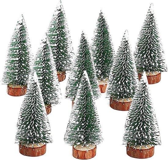 OEM Mini-Weihnachtsbaum aus Holz - 10 Stück | mit Holzbasis und Schneeeffekt 2026