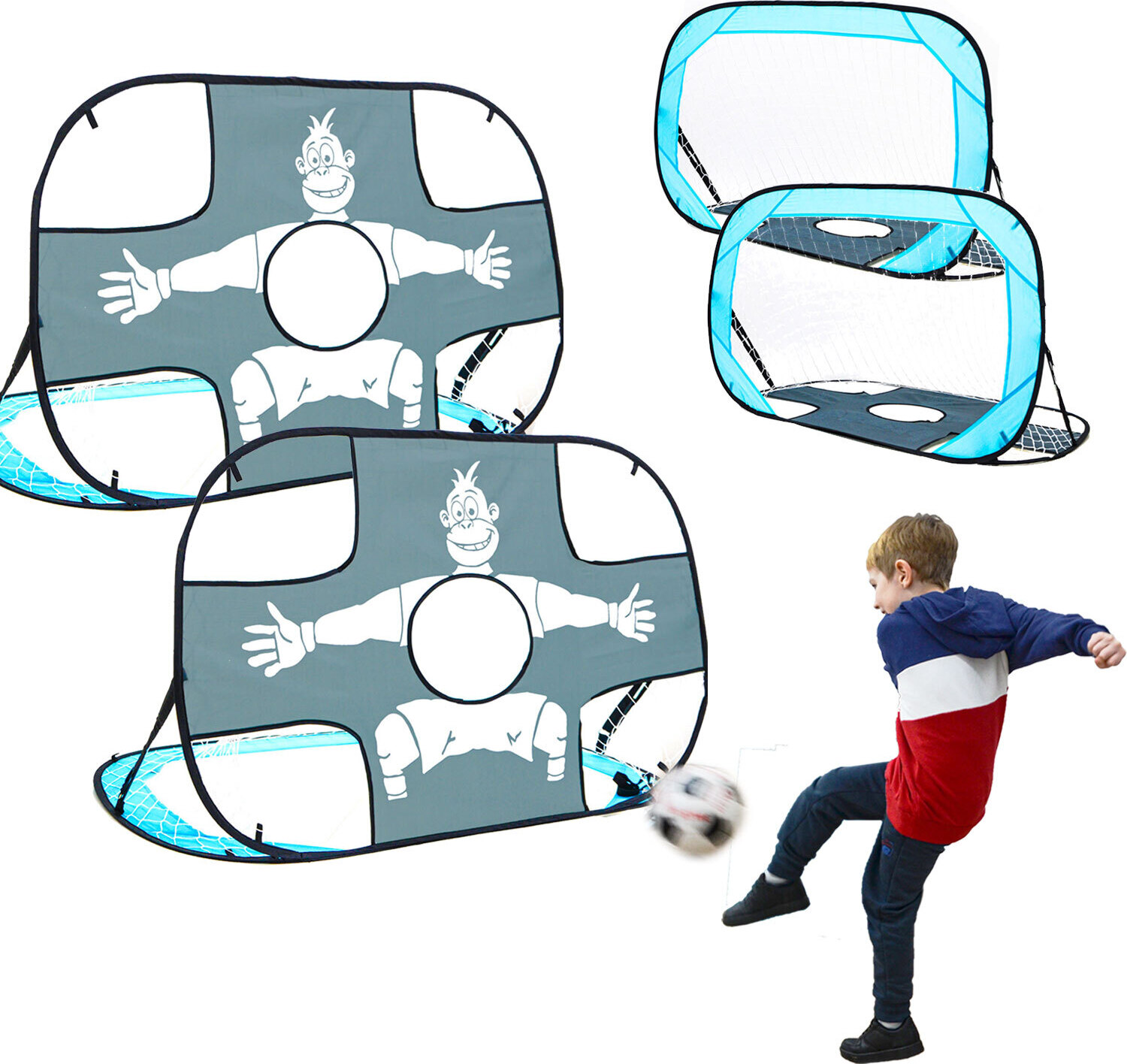  2er Set: Fussballtor mit Torwand für Kinder - 125x80 Pop-Up Bildidee 