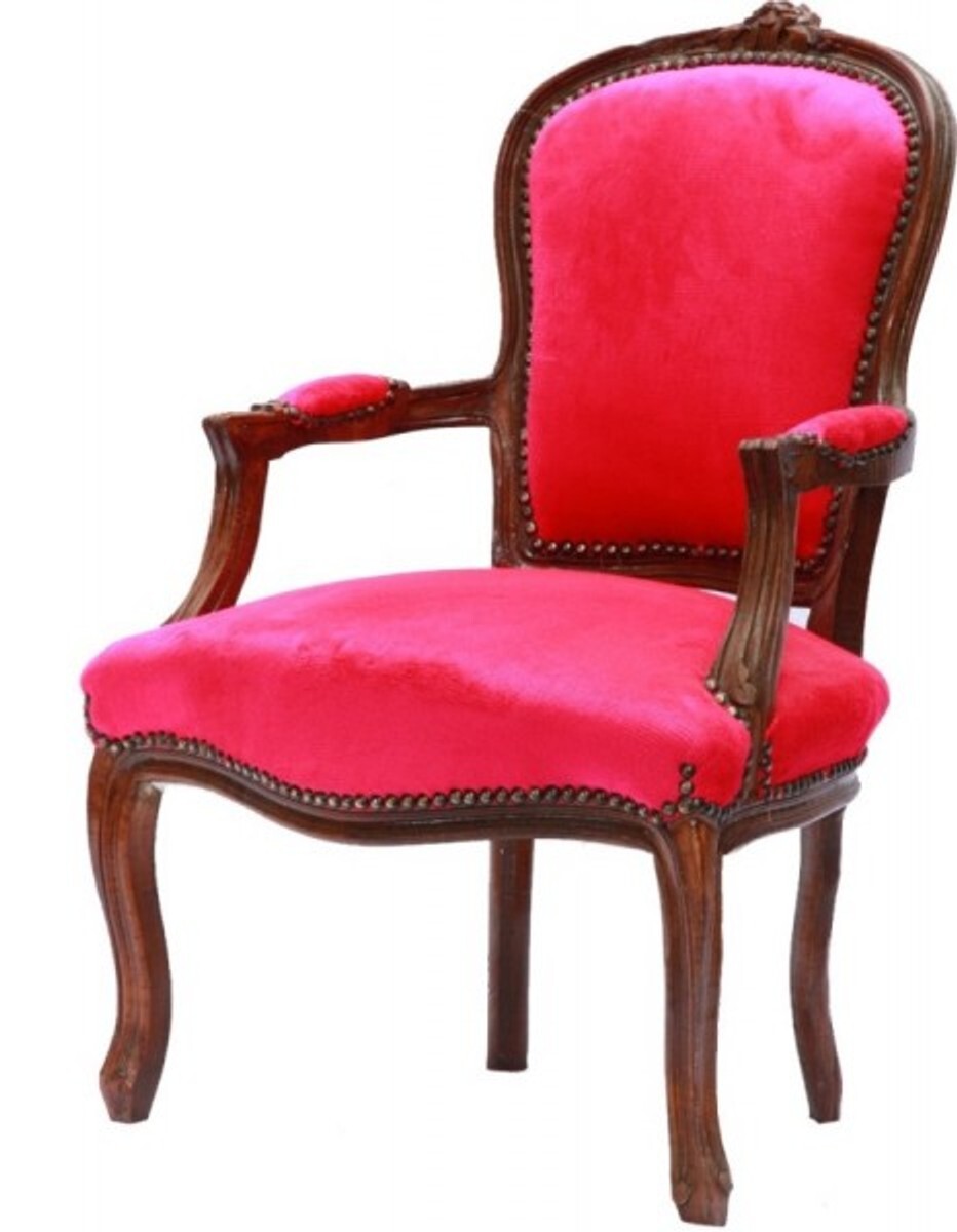 Casa Padrino Barock Salon Stuhl Pink / Braun Barock Salon Stuhl Pink/
