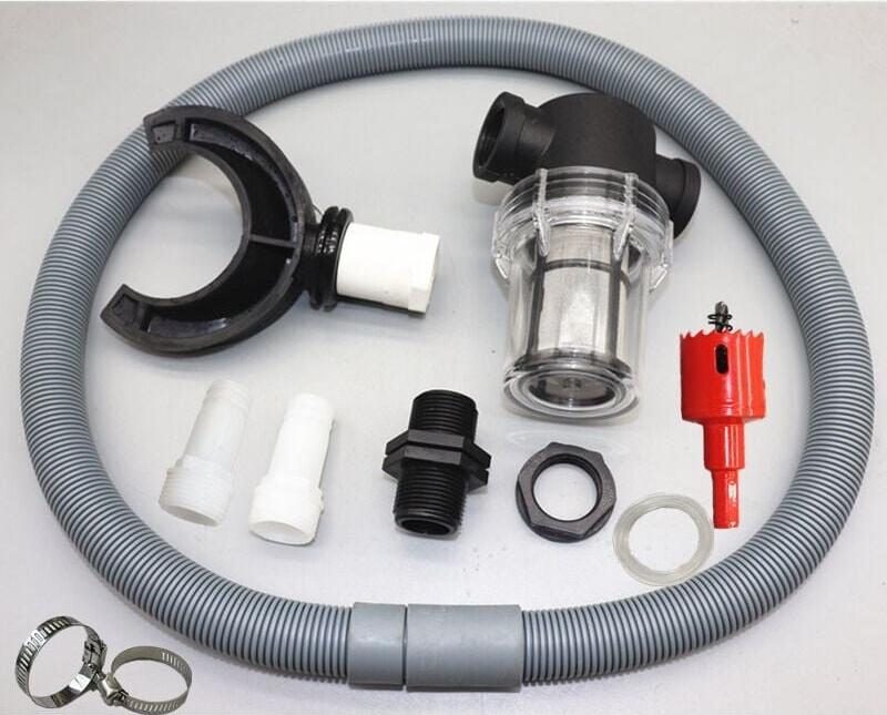 Einemgeld Regenwassernutzungssystem für runde Rohre mit flexiblem Schlauch, Regenwassersammler-Set, PVC-Fittings, Regenwassersammler für Fallrohr (110 mm Sammler + Filter) K-PCXJ-20251121-161