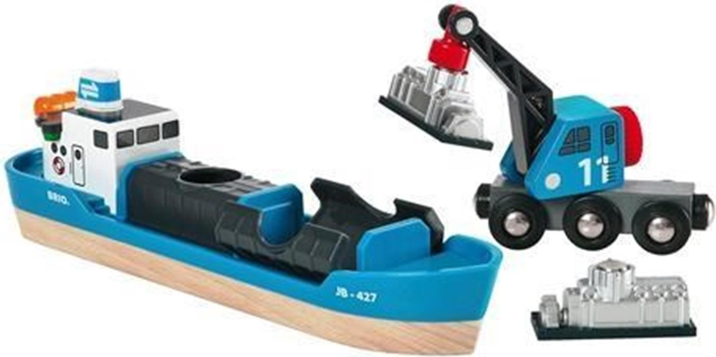 BRIO Containerschiff mit Kranwagen, 1Stück 11380235