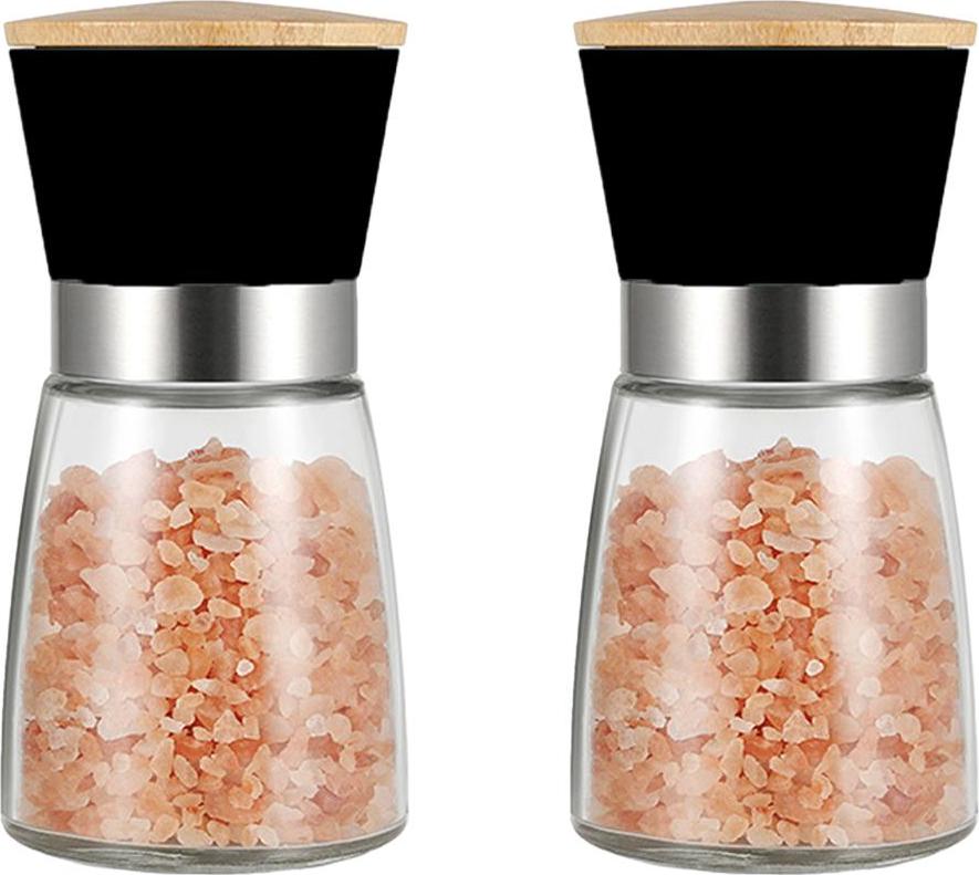 JedBesetzt Salz- und Pfeffermühlen, nachfüllbares Pfeffermühlen-Set, Keramikkern, einstellbare Grobheit K-XMM-250616-226