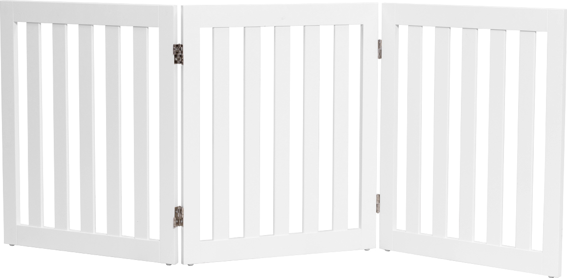 COSTWAY Absperrgitter Hunde 60cm Hoch, Schutzgitter Holz klappbar, Treppengitter Hundeabsperrgitter flexibel Türschutzgitter (3 Paneelen, Weiß) PS7168WH