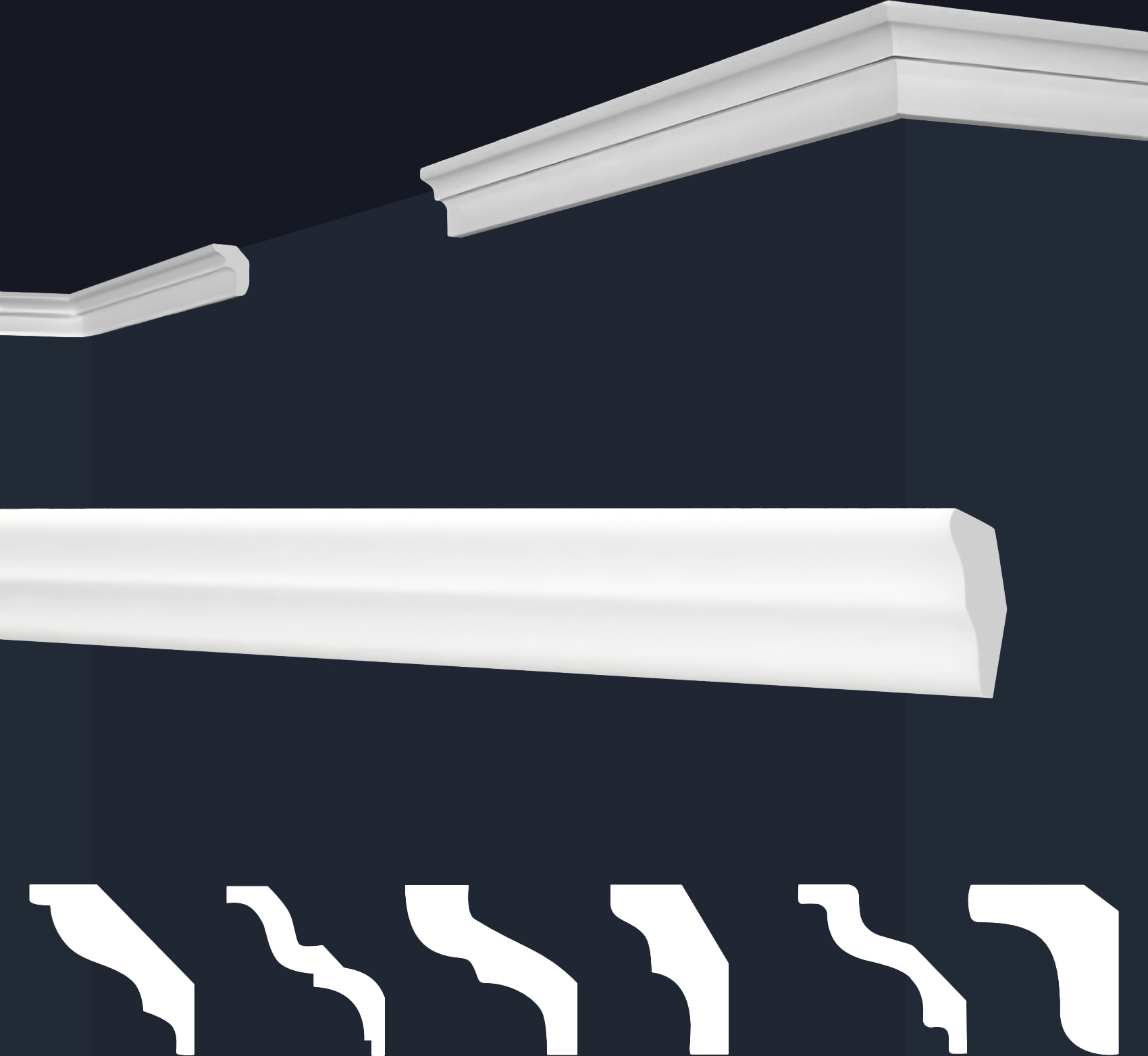 MARBET DESIGN Stuckleisten XPS Styropor weiß - Deckenleisten Zierleisten Eckleisten Dekorbau E-Leisten - (30 Meter / 15 Leisten E-2) 64841